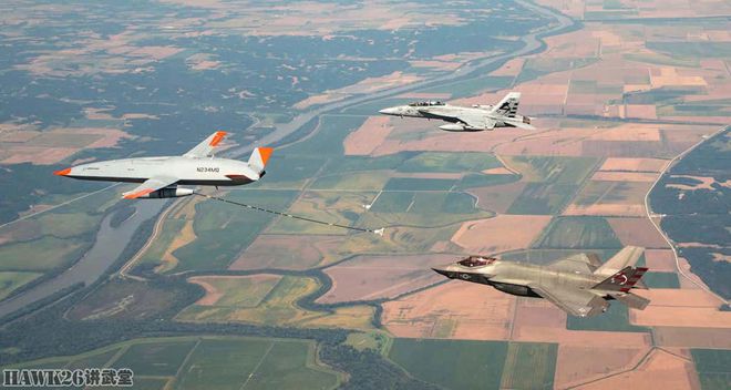 美国MQ-25“黄貂鱼”舰载无人机完成对F-35C战机空中加油试飞(图2) 美国MQ-25“黄貂鱼”舰载无人机完成对F-35C战机空中加油试飞(图2)