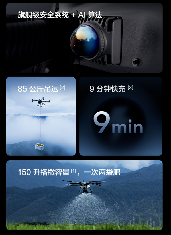 59999元！大疆T100旗舰农业无人机发布：支持85公斤吊运(图2)